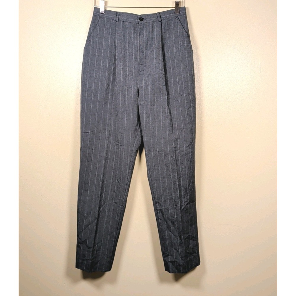 Women's Hilliard & Hanson Sz 10 Black Pin Stripe Slacks Dress Pants